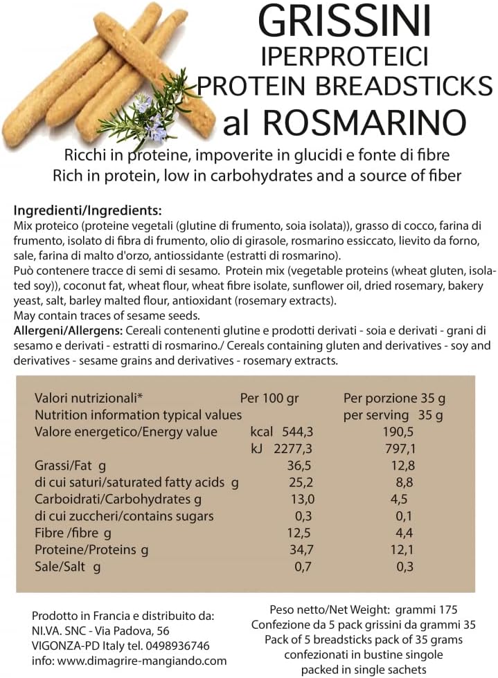 Grissini KETO Iperproteici al Rosmarino (5 confezioni)