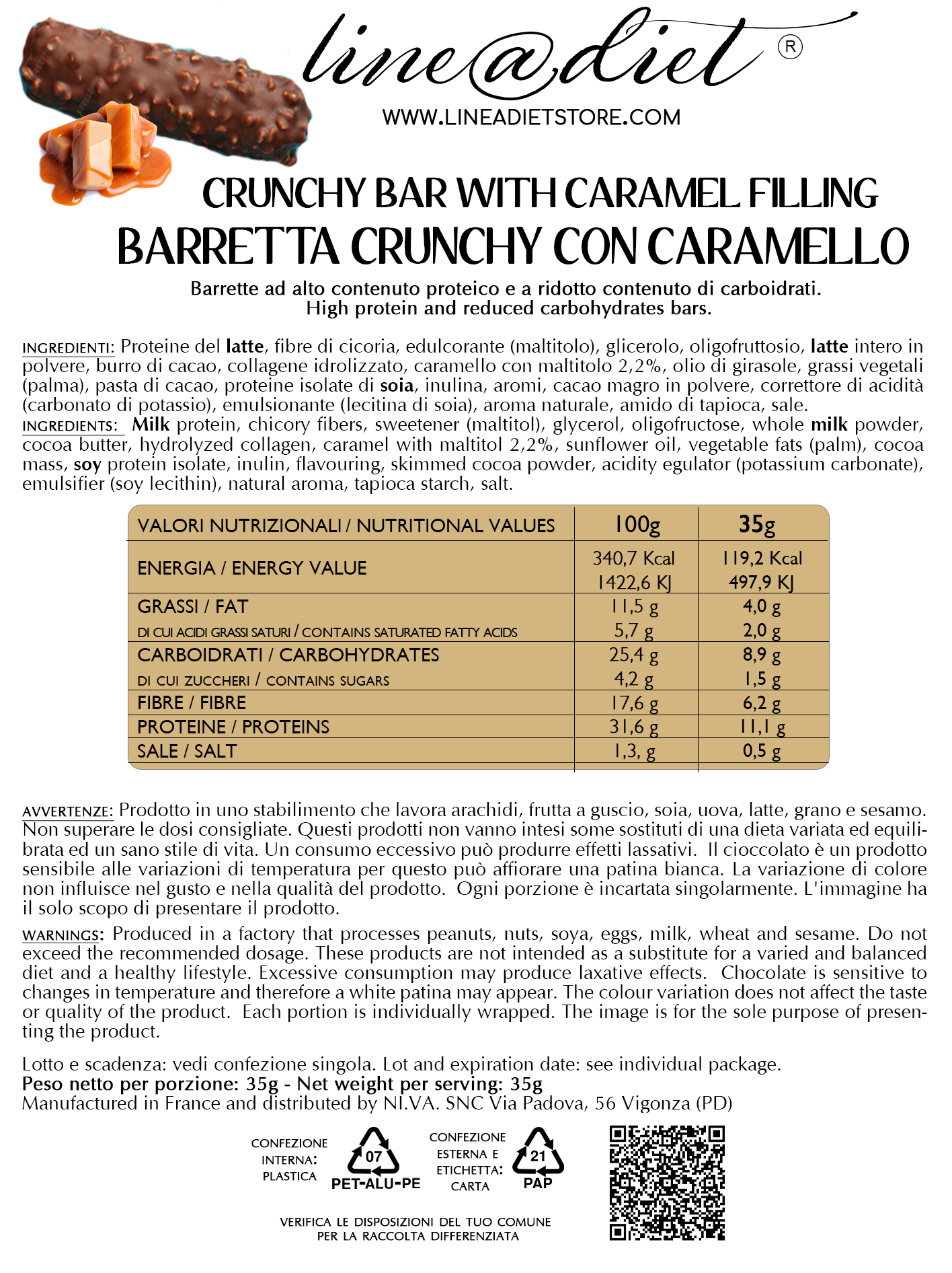 Barretta Proteica Crunchy con Caramello (7 barrette)