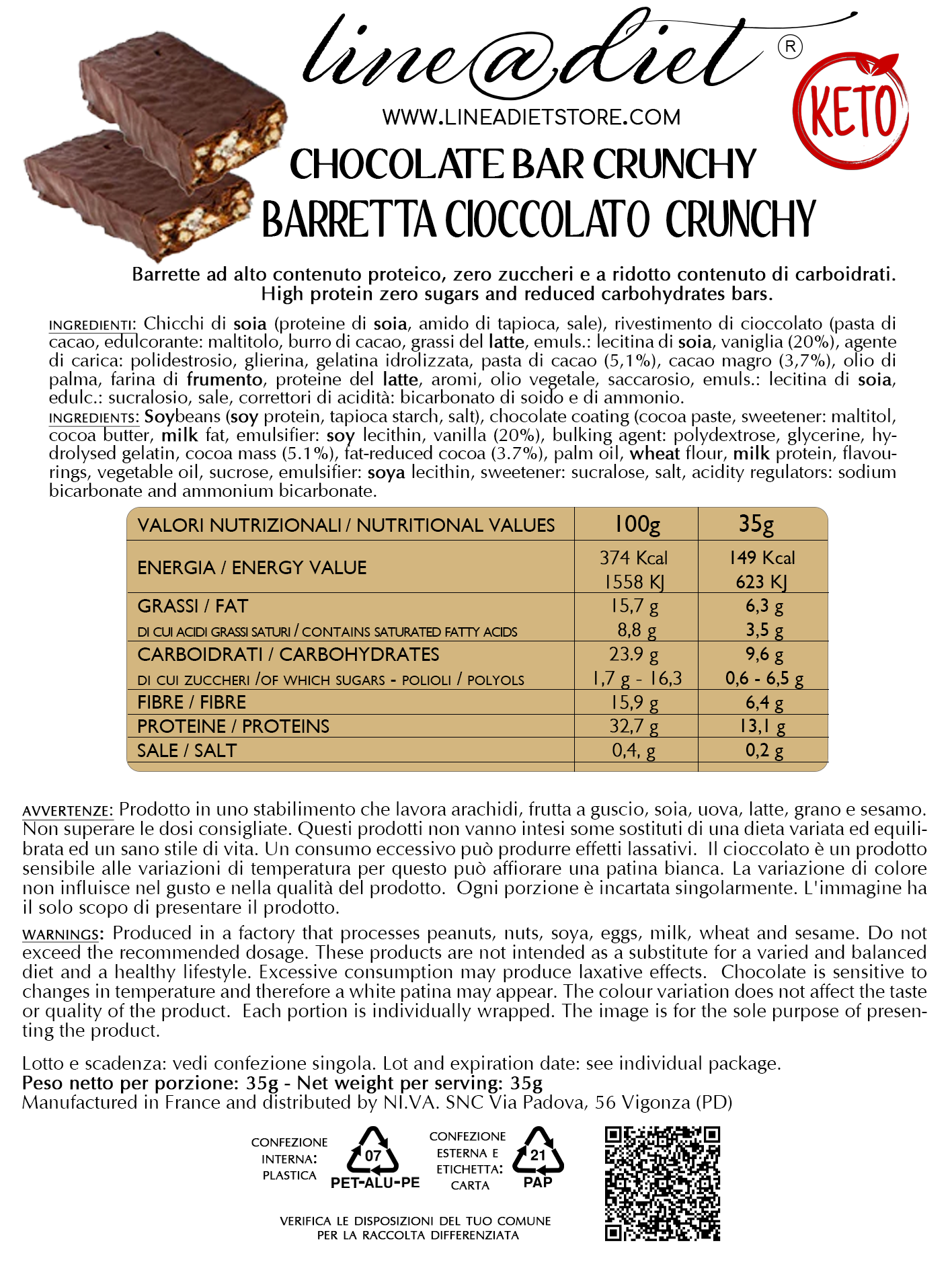 Barretta Proteica Crunchy al Cioccolato (7 barrette)
