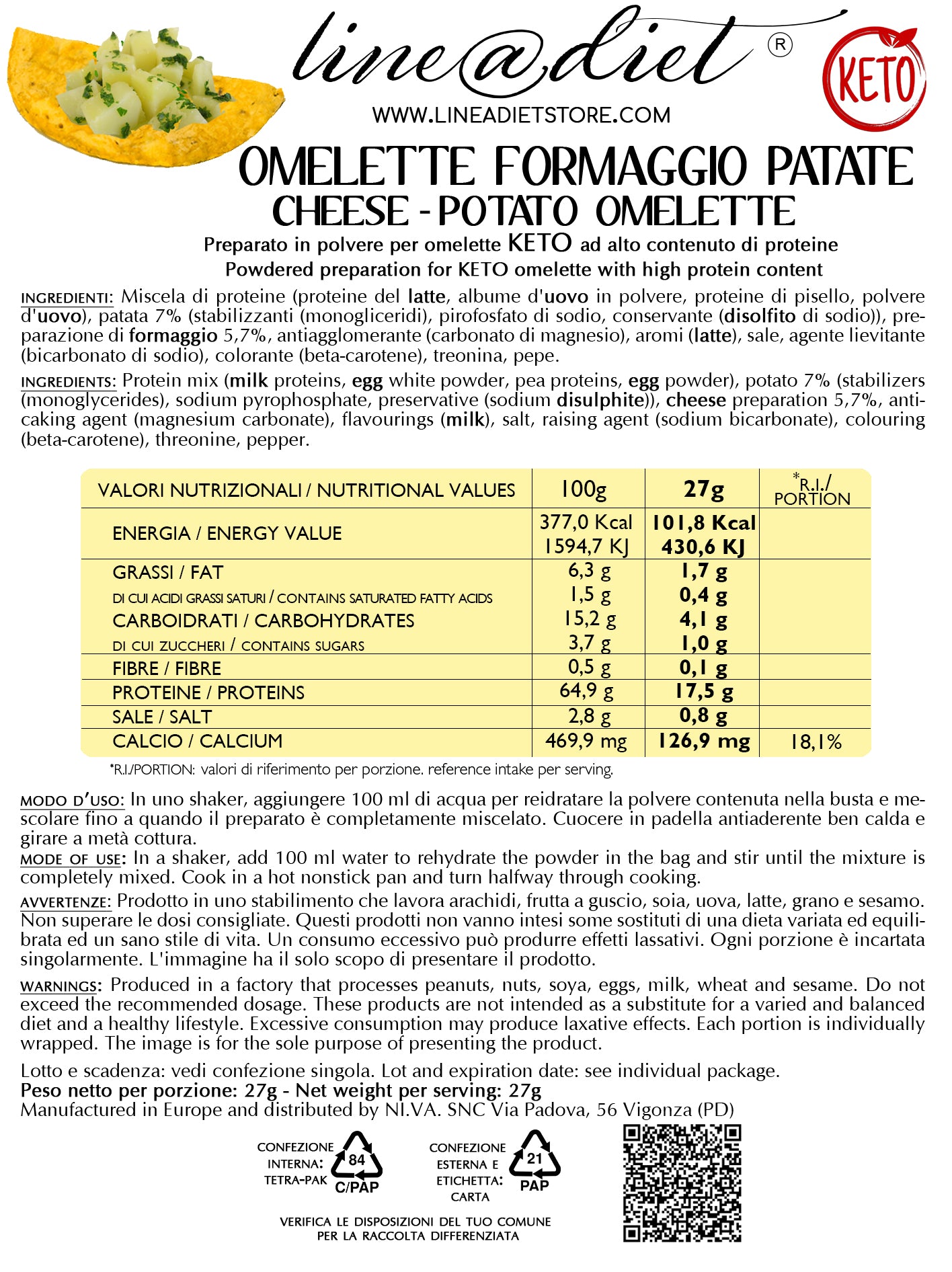 Omelette al Formaggio e Patate