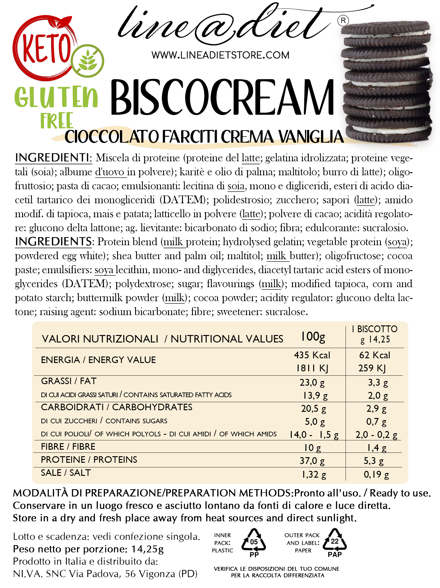 Biscocream Senza Glutine (10 biscotti)