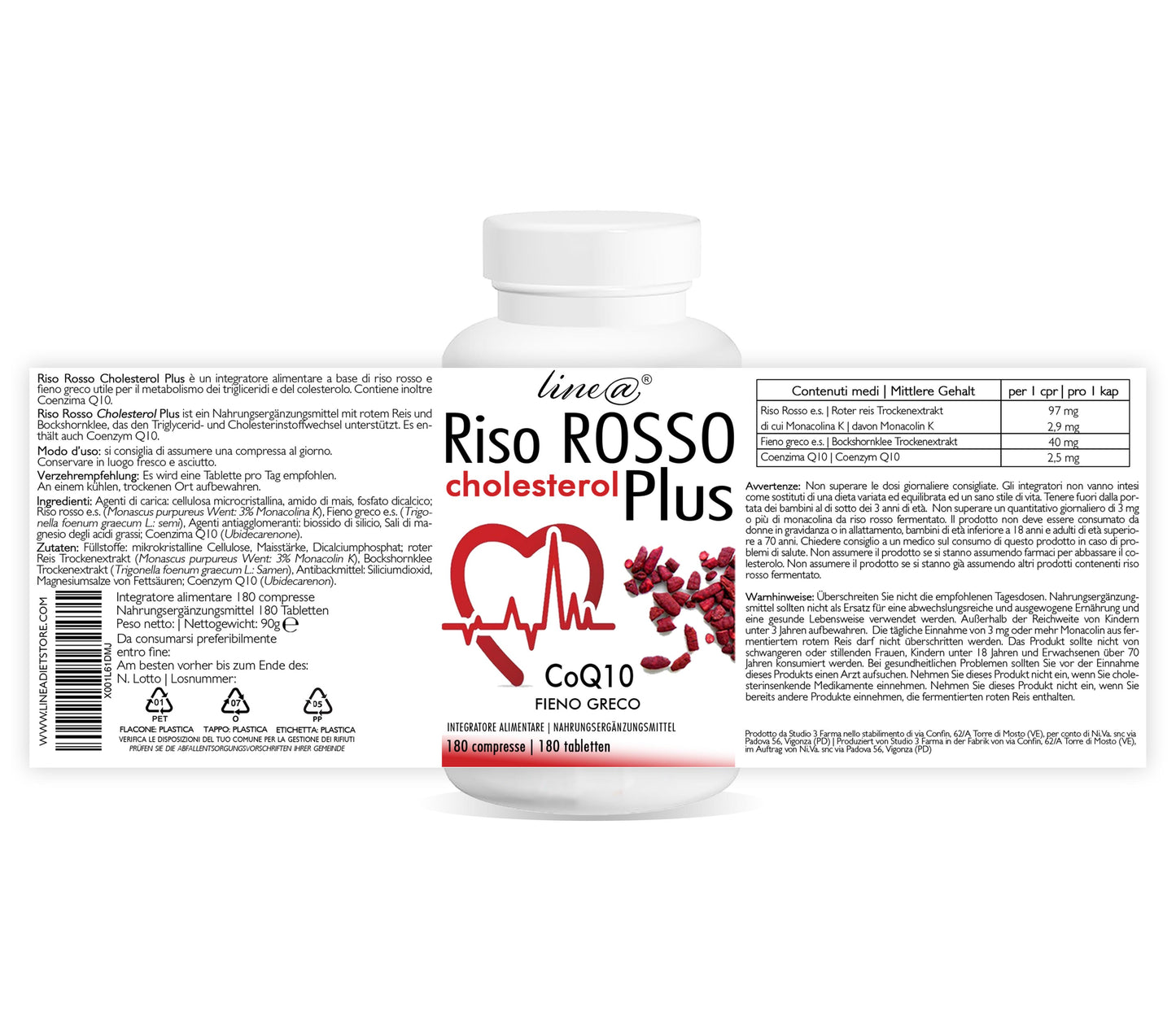 RISO ROSSO Plus + CoQ10 + Fieno Greco (180 compresse)