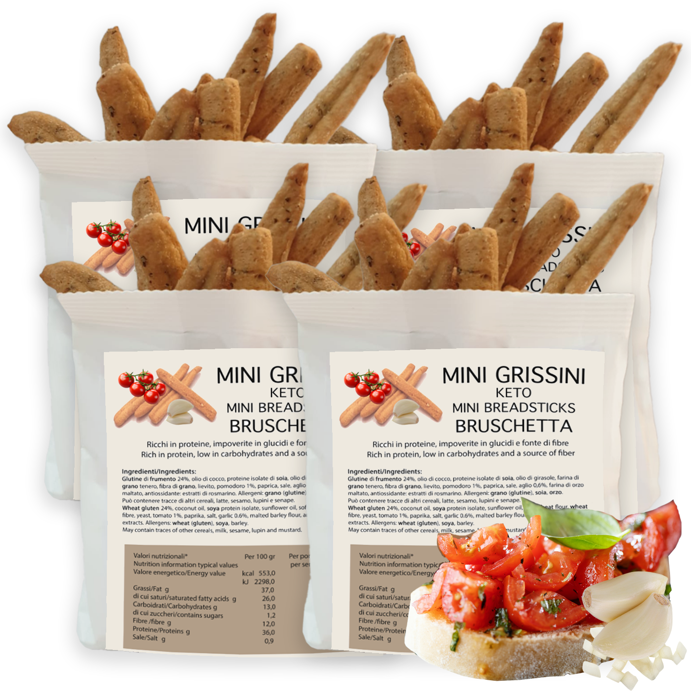 Mini Grissini KETO gusto Bruschetta (4 confezioni)