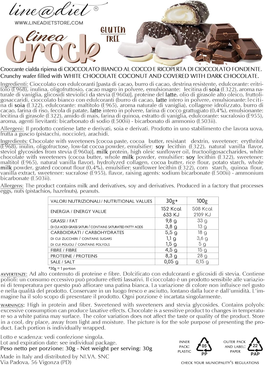 Linea Crock al Cioccolato Fondente e Cocco (5 pezzi)