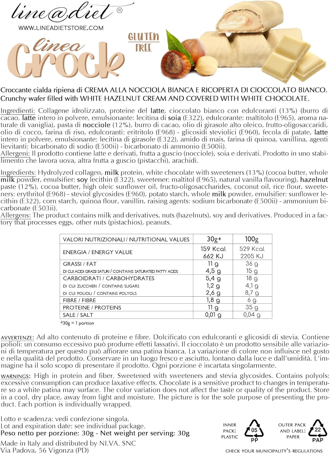 Linea Crock al Cioccolato Bianco e Nocciola (5 pezzi)