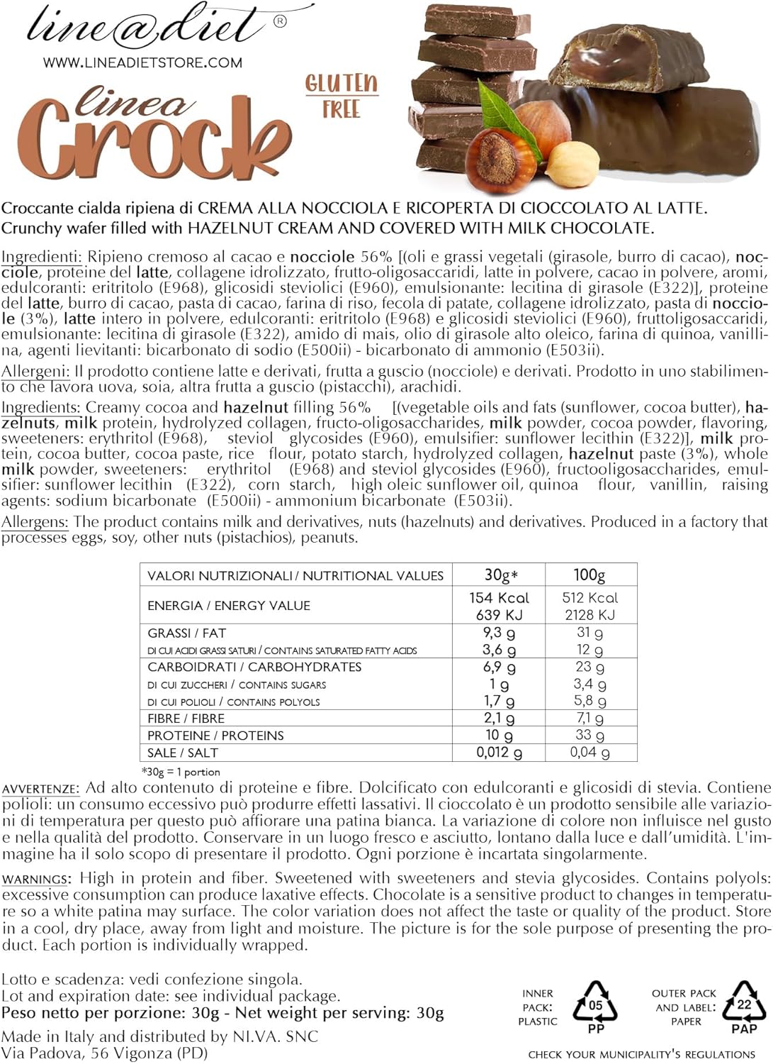 Linea Crock al Cioccolato al Latte e Nocciola (5 pezzi)