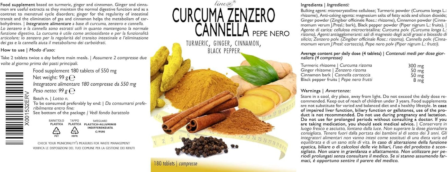 CURCUMA ZENZERO CANNELLA PEPE NERO (180 compresse)