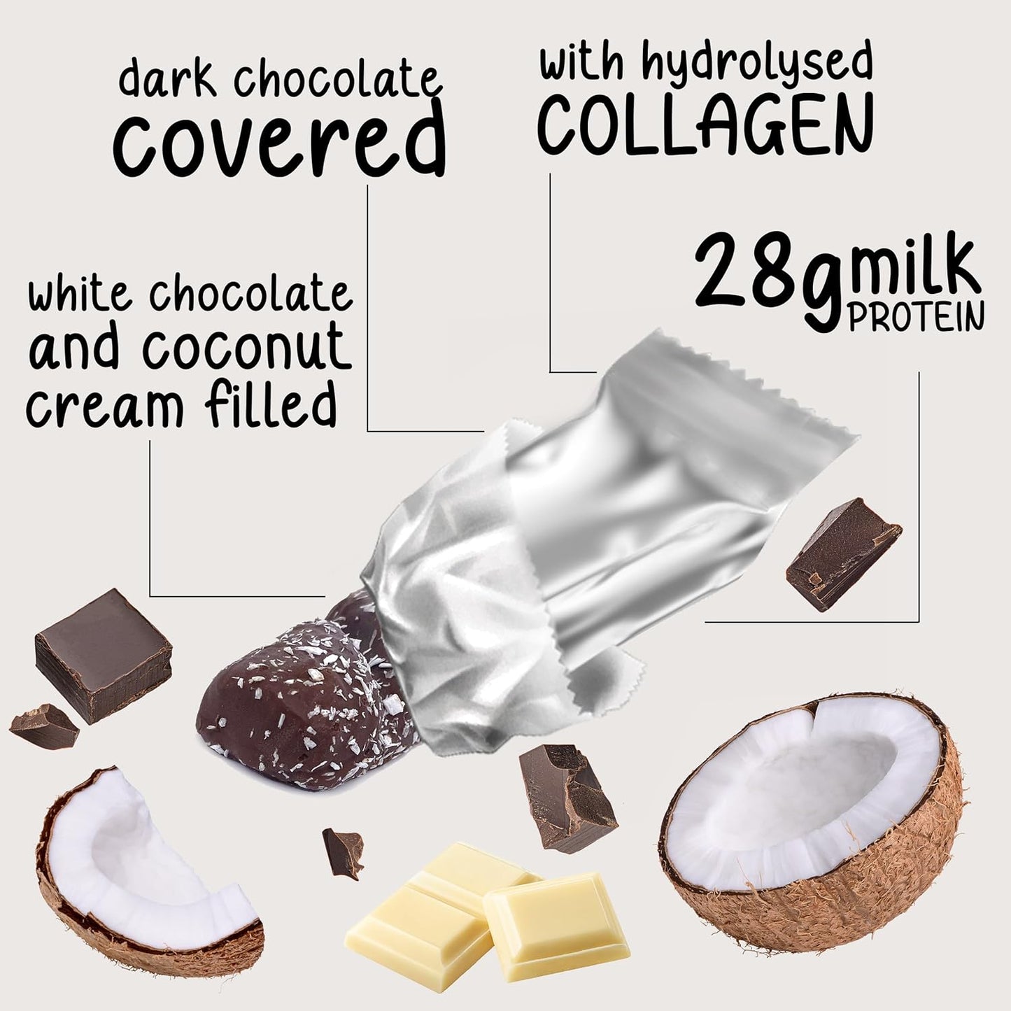 Linea Crock al Cioccolato Fondente e Cocco (5 pezzi)