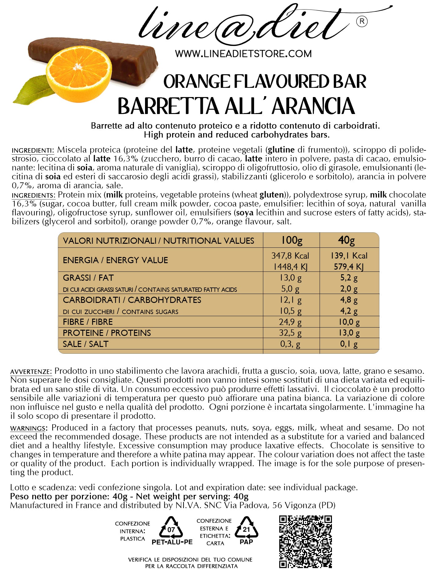 Barretta Proteica all'Arancia (7 barrette)