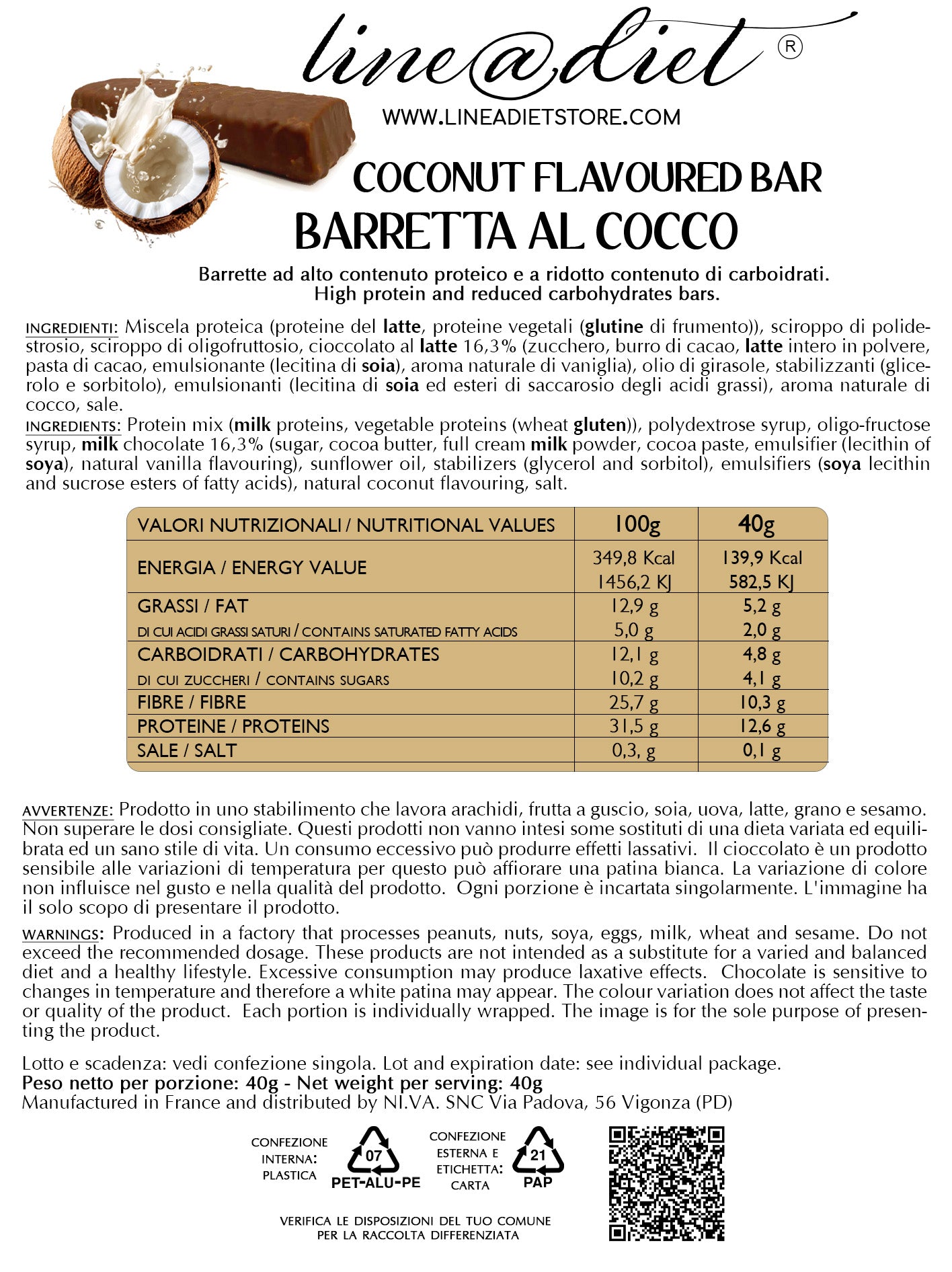 Barretta Proteica al Cocco (7 barrette)