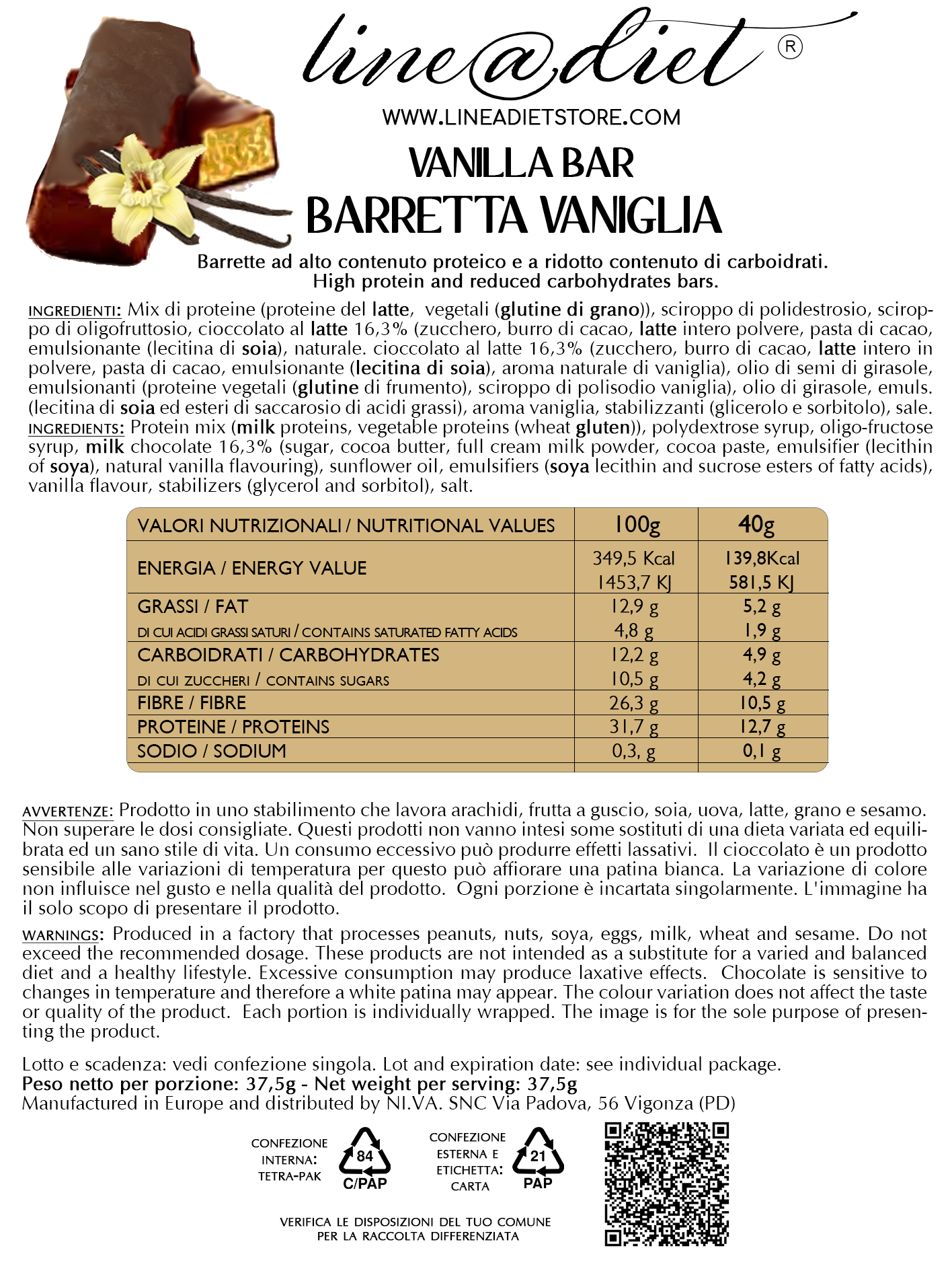 Barretta Proteica alla Vaniglia (7 barrette)