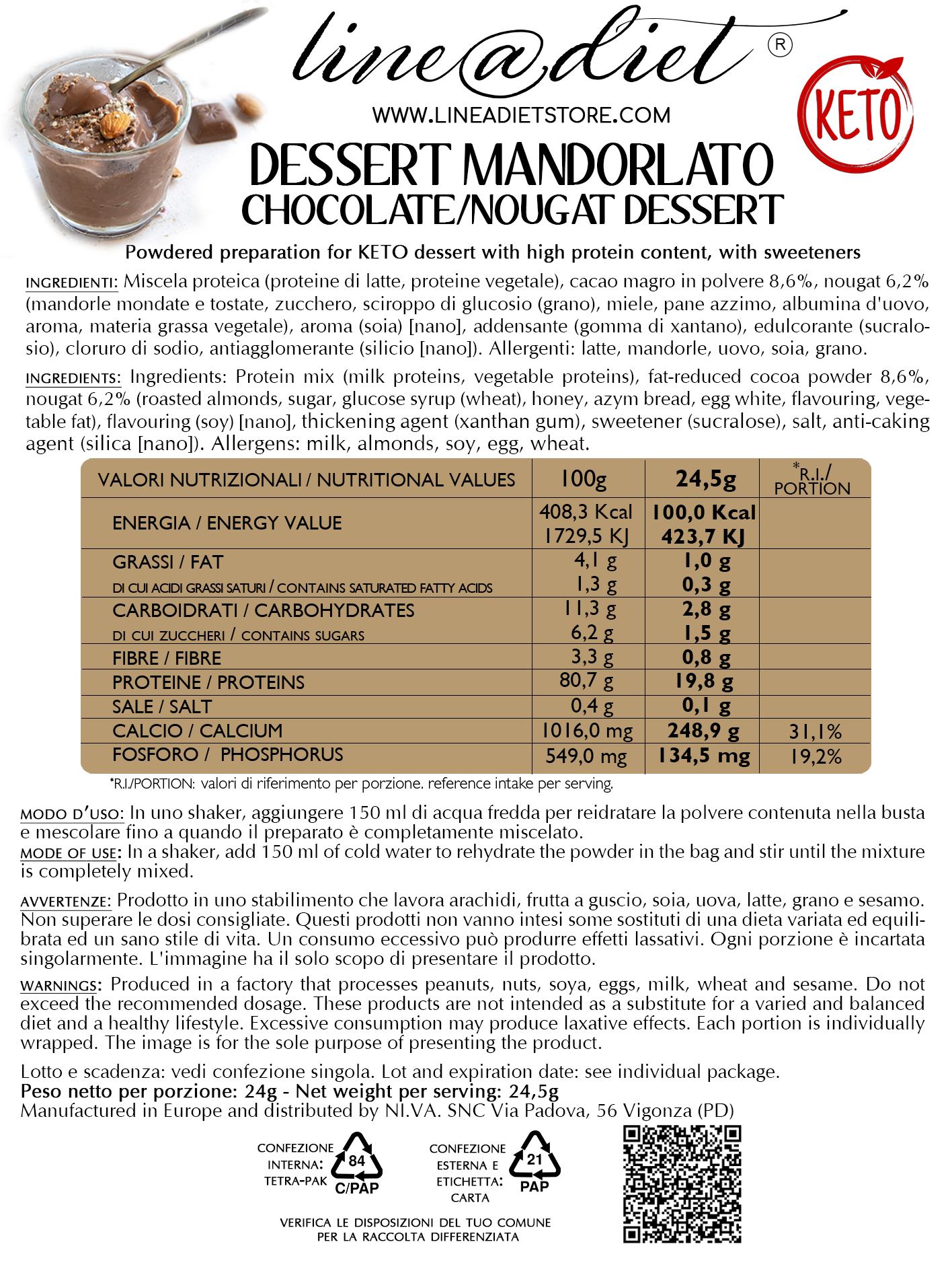 Dessert al Cioccolato Mandorlato