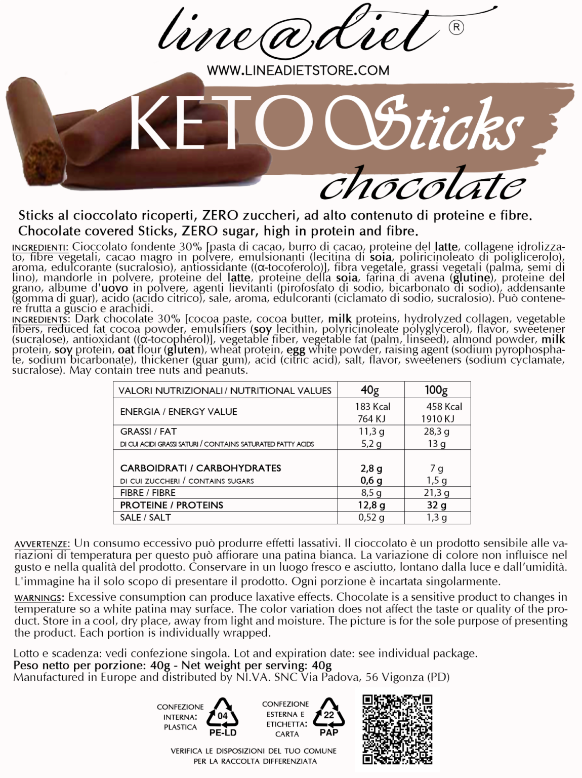 Keto Sticks Chocolate (4 confezioni)