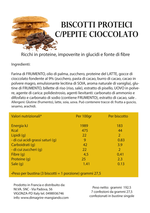 Biscotti Proteici con Gocce di Cioccolato (7 porzioni)