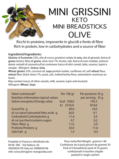 Mini Grissini KETO gusto Olive (4 confezioni)