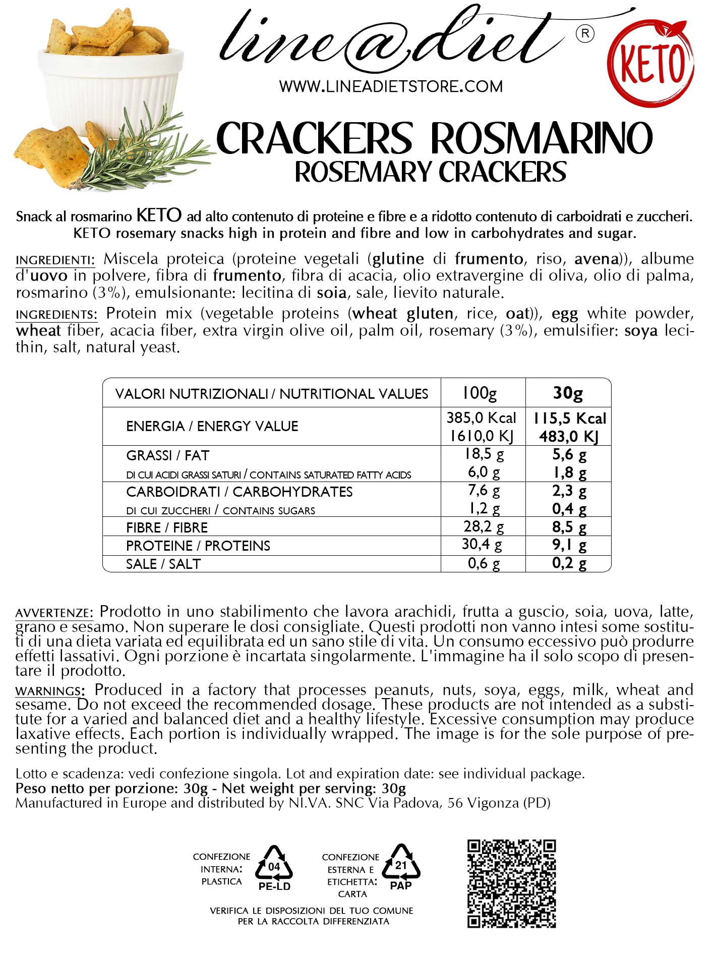 Snack Iperproteici al Rosmarino (4 confezioni)