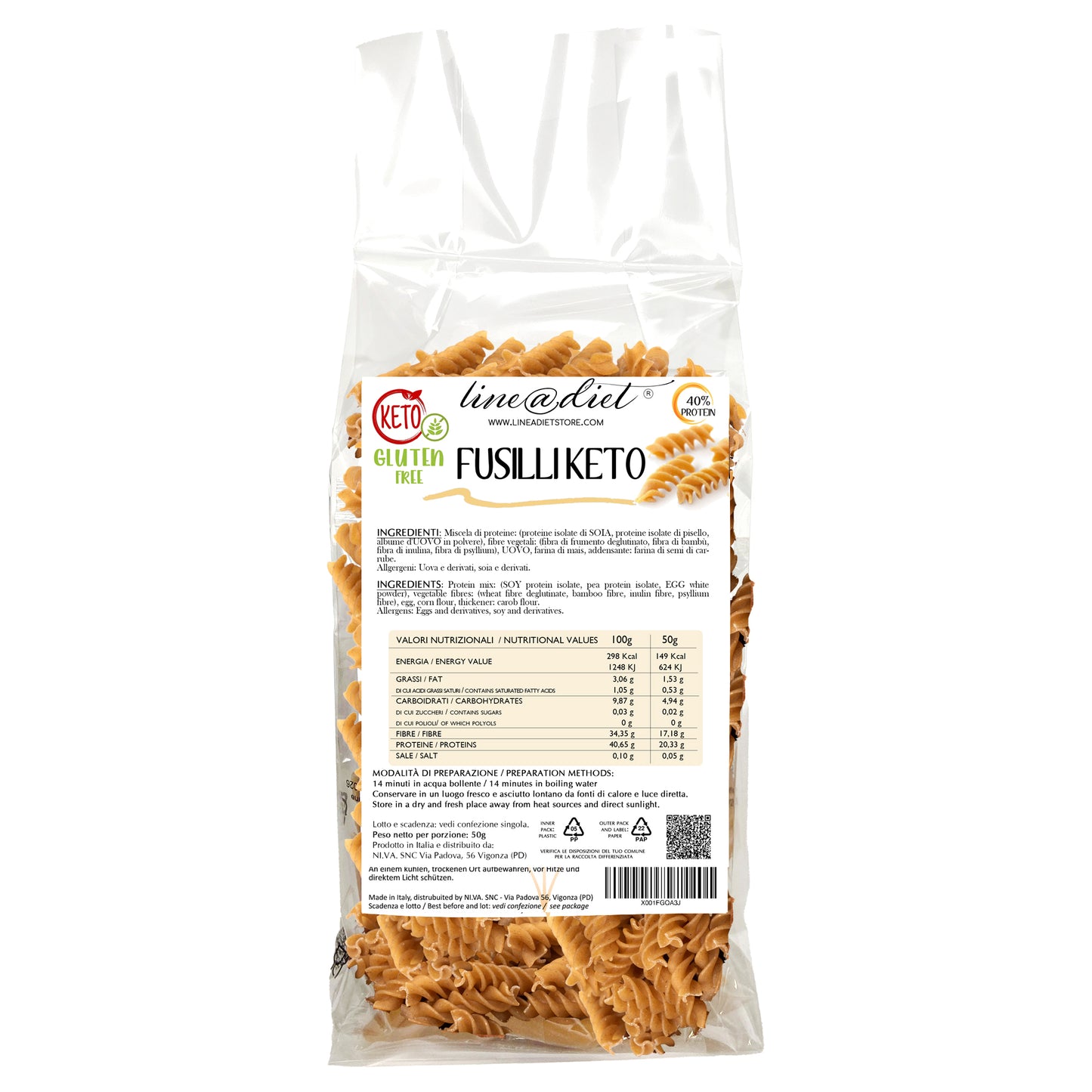 Fusilli Keto - senza glutine (7 porzioni)