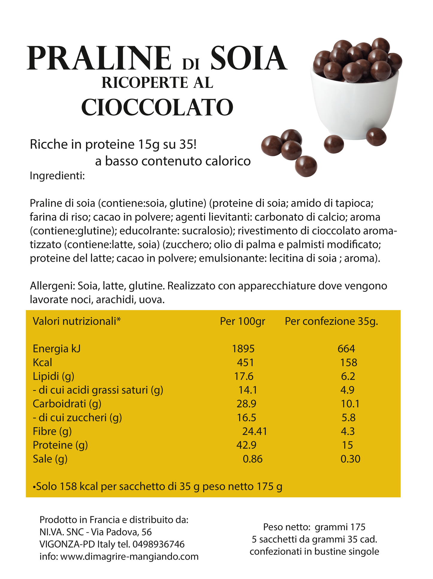 Praline di Soia al Cioccolato (5 confezioni)