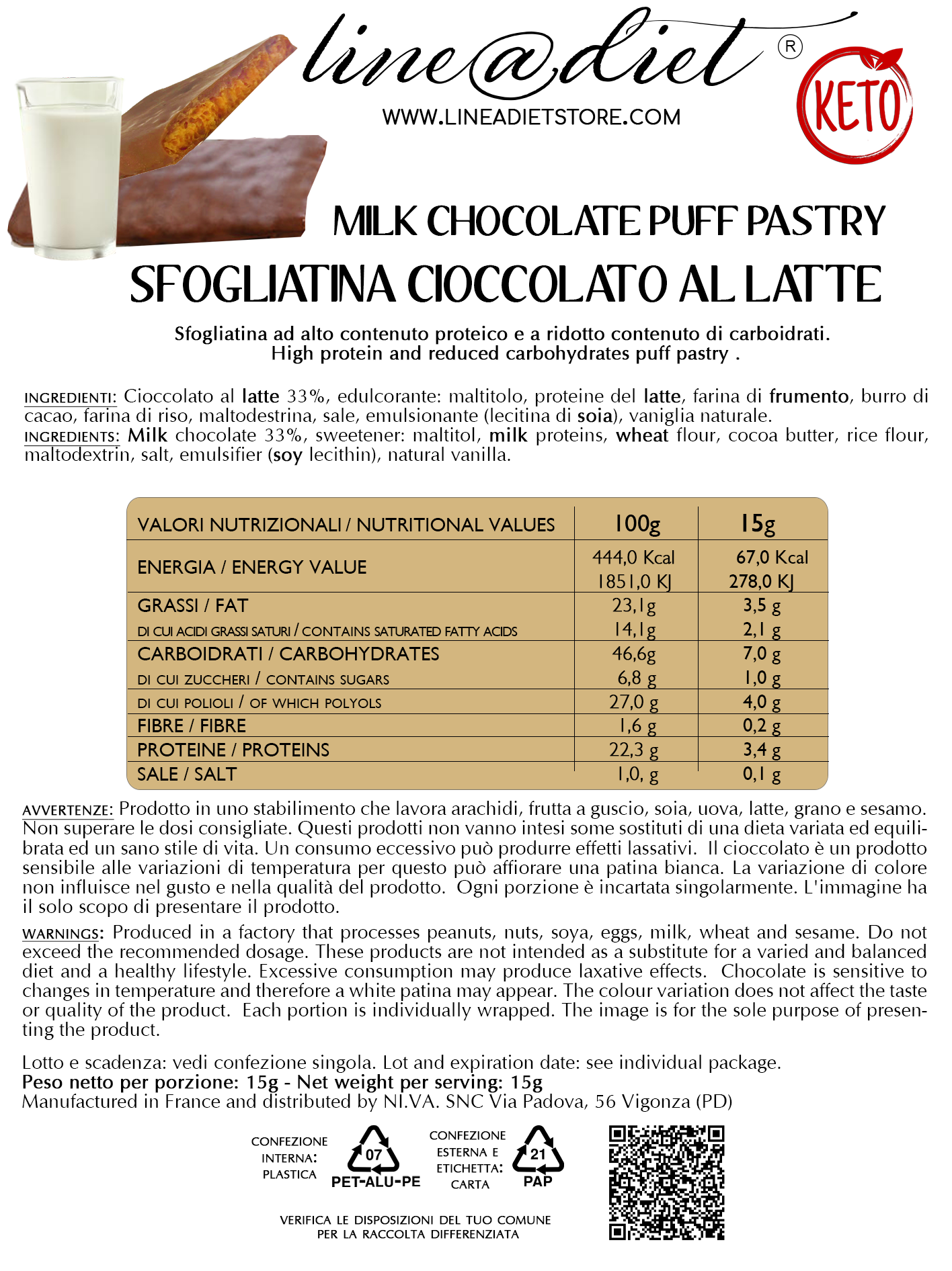 Sfogliatina ricoperta di Cioccolato al Latte (10 sfogliatine)