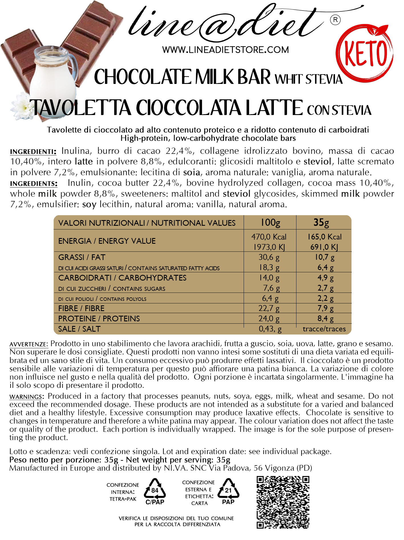 Tavoletta di Cioccolata al latte (10 tavolette)