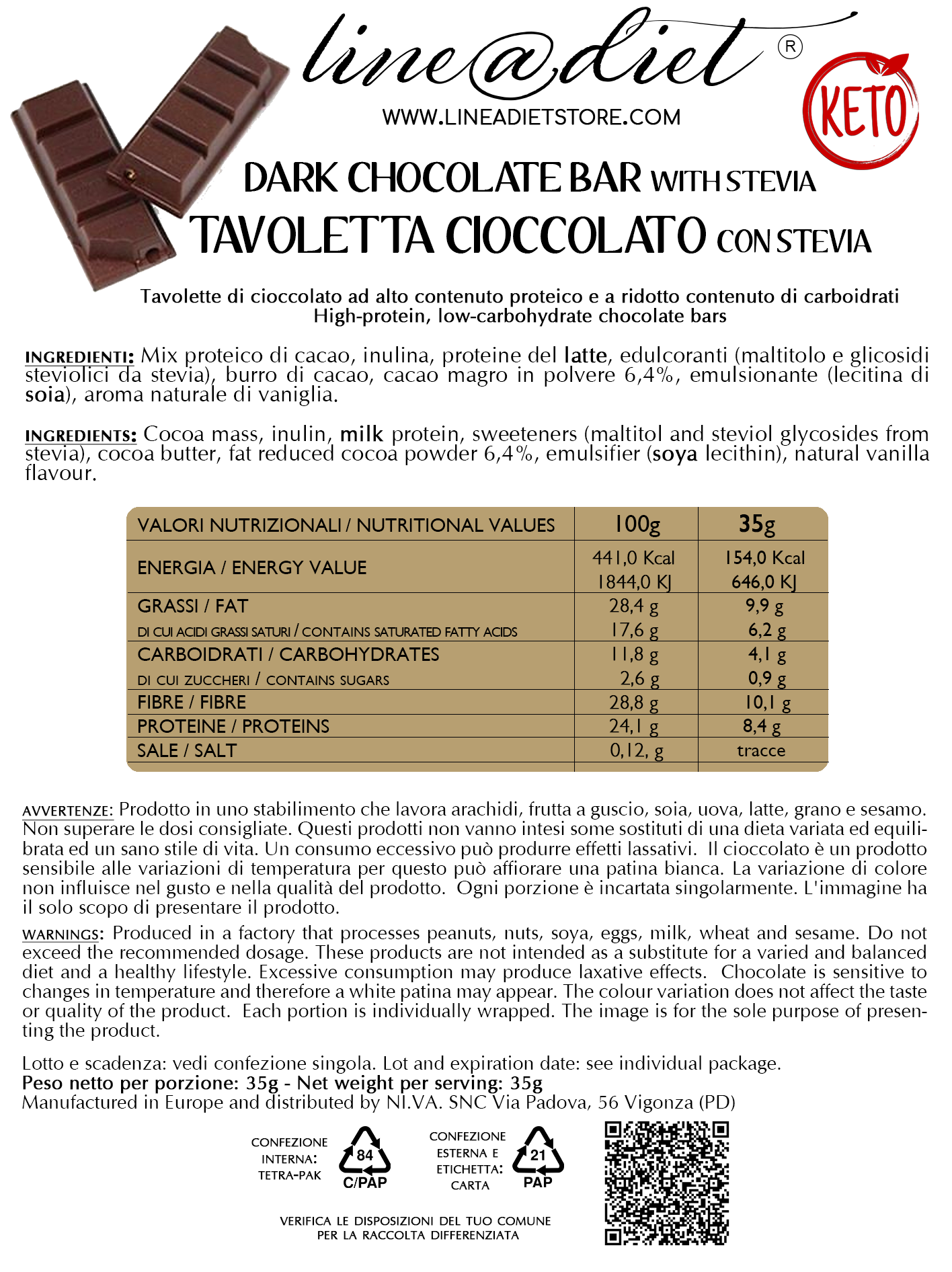 Tavoletta di Cioccolata Fondente (10 tavolette)