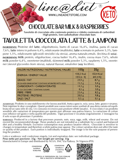 Tavoletta di Cioccolata al Latte e Lamponi (10 tavolette)
