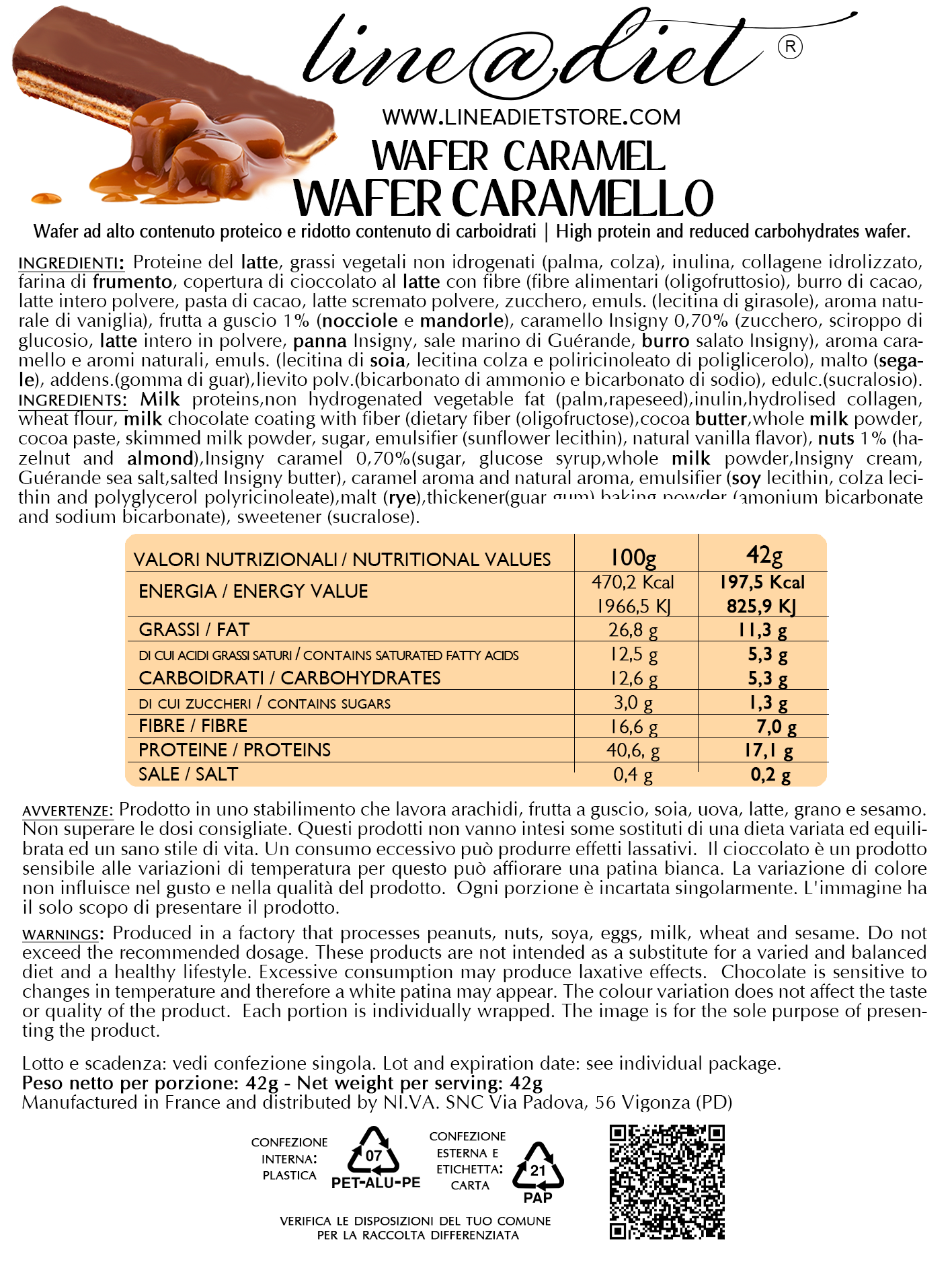 Wafer Proteico al Caramello (5 wafer)