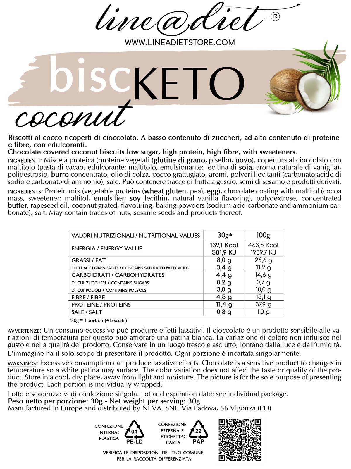 Biscotti Biscketo al Cocco (7 monoporzioni)