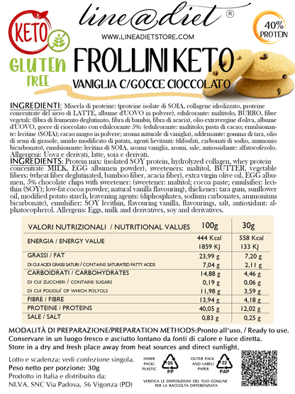 Frollini Keto alla Vaniglia con gocce di Cioccolato - senza glutine (5 monoporzioni)