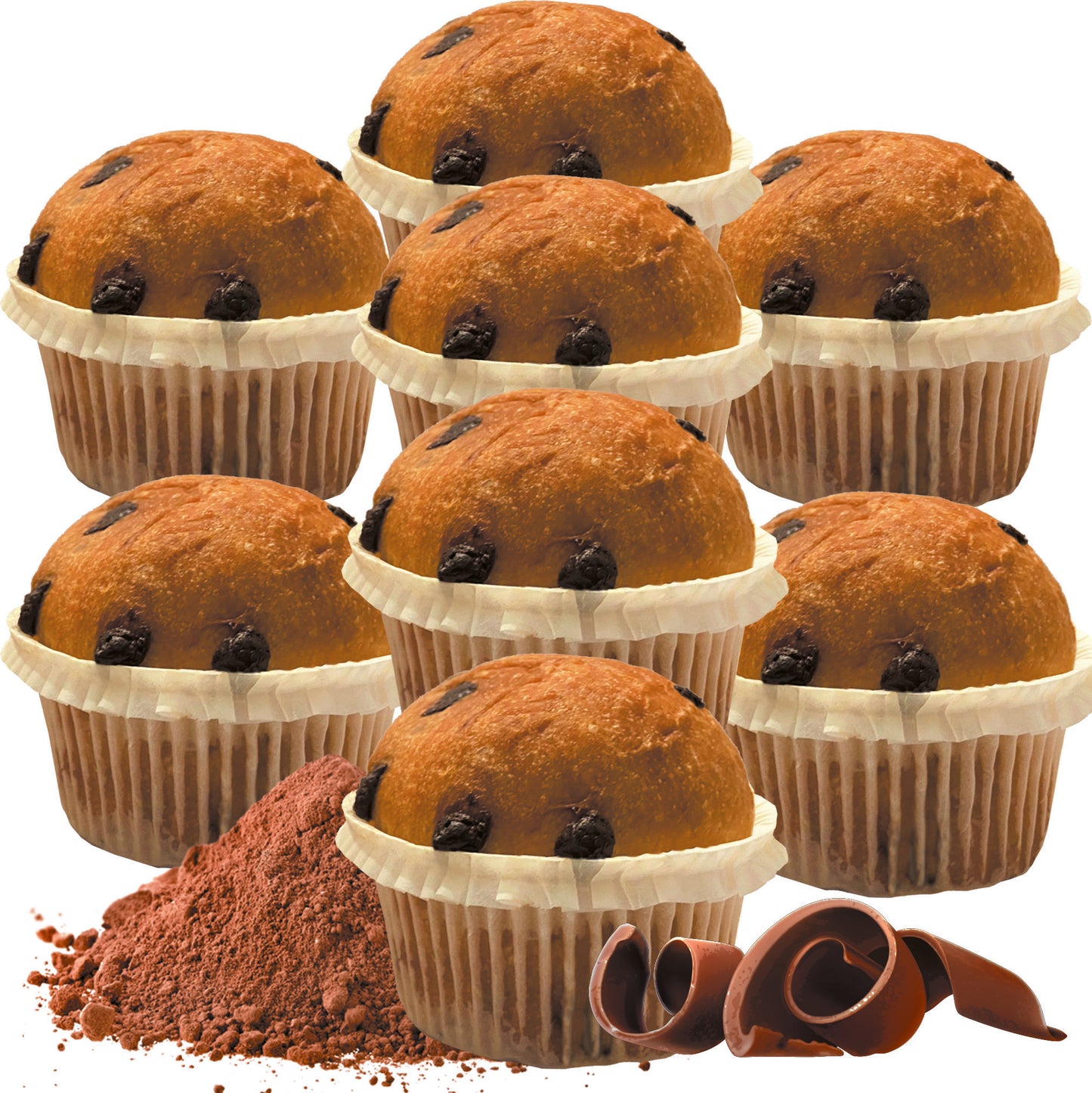Muffin c/gocce di cioccolato (8 pezzi)