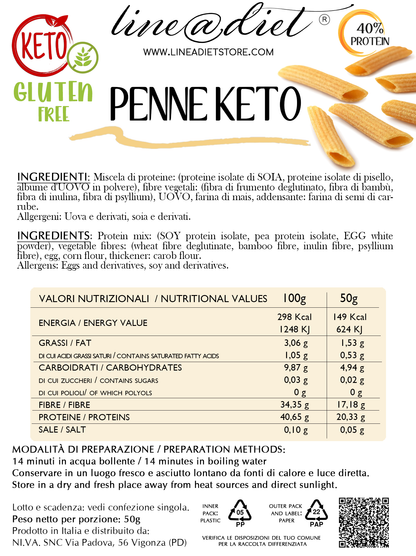 Penne Keto - senza glutine (7 porzioni)