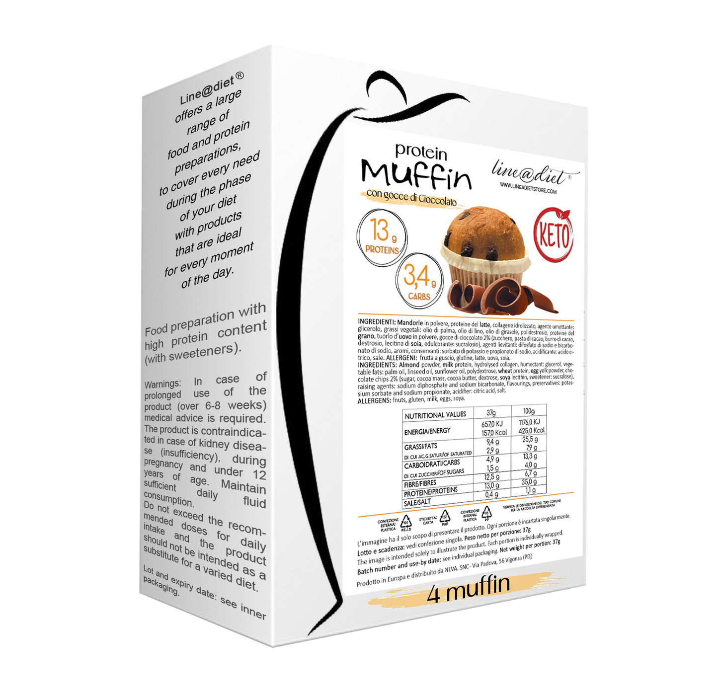 Muffin c/gocce di cioccolato (4 pezzi)